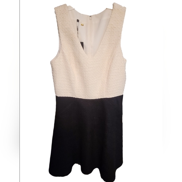 black mini dress with fur David Koma FAUX-FUR TRIM STRAPLESS MINI DRESS BLACK/DARK BROWN / 10 main image 1